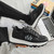 Men's black pattern print & stripe sport shoe sneaker 08