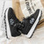 Men's black pattern print & stripe sport shoe sneaker 09
