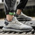 Men's grey pattern flyknit rubber patch sport shoe sneaker 02