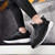 Men's black flyknit suede stripe sport shoe sneaker 06