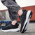 Men's black flyknit suede stripe sport shoe sneaker 07