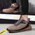 Men's brown flyknit suede stripe sport shoe sneaker 04