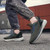 Men's green flyknit suede stripe sport shoe sneaker 08