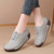 Women's grey lace accents slip on rocker bottom shoe 02