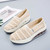 Women's beige yellow flyknit hollow out stripe slip on rocker bottom shoe 07