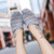 Women's grey flyknit hollow out stripe slip on rocker bottom shoe 05