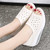 Women's beige hollow out vamp slip on rocker bottom shoe sandal 06