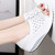 Women's white hollow out vamp slip on rocker bottom shoe sandal 05
