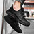 Men's black hollow out rubber patch drawstring lace shoe sneaker 03