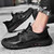 Men's black hollow out rubber patch drawstring lace shoe sneaker 06