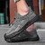 Men's grey hollow out rubber patch drawstring lace shoe sneaker 05