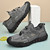 Men's grey hollow out rubber patch drawstring lace shoe sneaker 09