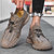 Men's khaki hollow out rubber patch drawstring lace shoe sneaker 06