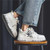 Men's white stripe star pattern sport shoe sneaker 03