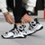 Men's black microfiber stripe pattern sport shoe sneaker 08