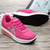 Women's red floral pattern lace up rocker bottom shoe sneaker 06