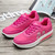 Women's red floral pattern lace up rocker bottom shoe sneaker 07