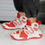Men's red microfiber stripe pattern sport shoe sneaker 07