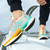 Men's beige orange flyknit stripe & logo pattern sport shoe sneaker 07