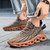 Men's khaki flyknit stripe texture letter strap sport shoe sneaker 02