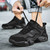 Men's black stripe & pattern print sport shoe sneaker 07