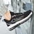 Men's black white flyknit pattern shape sport shoe sneaker 03