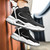 Men's black stripe & logo pattern sport shoe sneaker 02