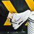 Men's white stripe & logo pattern sport shoe sneaker 06