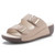 Women's khaki double buckle accents slip on shoe sandal 01