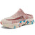 Women's beige red flyknit stripe texture slip on shoe mule sneaker 01