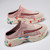 Women's beige red flyknit stripe texture slip on shoe mule sneaker 03