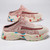 Women's beige red flyknit stripe texture slip on shoe mule sneaker 02