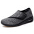 Women's black mesh stripe texture Velcro slip on shoe sneaker 01