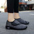 Women's black mesh stripe texture Velcro slip on shoe sneaker 06