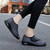 Women's black mesh stripe texture Velcro slip on shoe sneaker 07