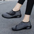Women's black mesh stripe texture Velcro slip on shoe sneaker 08