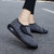 Women's black mesh stripe texture Velcro slip on shoe sneaker 09