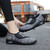 Women's grey mesh stripe texture Velcro slip on shoe sneaker 05