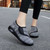 Women's grey mesh stripe texture Velcro slip on shoe sneaker 04
