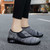 Women's grey mesh stripe texture Velcro slip on shoe sneaker 06