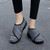 Women's grey mesh stripe texture Velcro slip on shoe sneaker 09