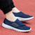 Women's navy flyknit hollow out velcro slip on shoe sneaker 08