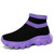 Women's purple flyknit plain sock like high top slip on shoe sneaker 01