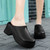 Women's black plain casual platform slip on shoe sandal 02