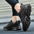 Women's black plain color block casual sport shoe sneaker 03