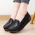 Women's black penny strap slip on rocker bottom shoe 03
