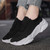 Women's black flyknit stripe texture sock like fit sport shoe sneaker 04