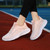 Women's pink flyknit stripe & texture pattern sport shoe sneaker 04