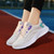 Women's beige flyknit stripe & texture pattern sport shoe sneaker 04