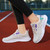 Women's beige flyknit stripe & texture pattern sport shoe sneaker 06